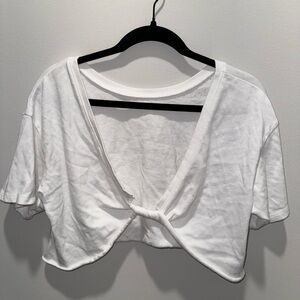 Aerie White Twist Front Crop Top